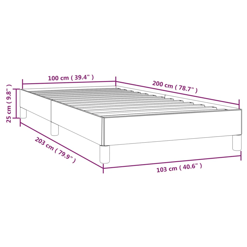 Sengeramme uden madras Mørkegrå 100x200 cm Fløjl - Image 8
