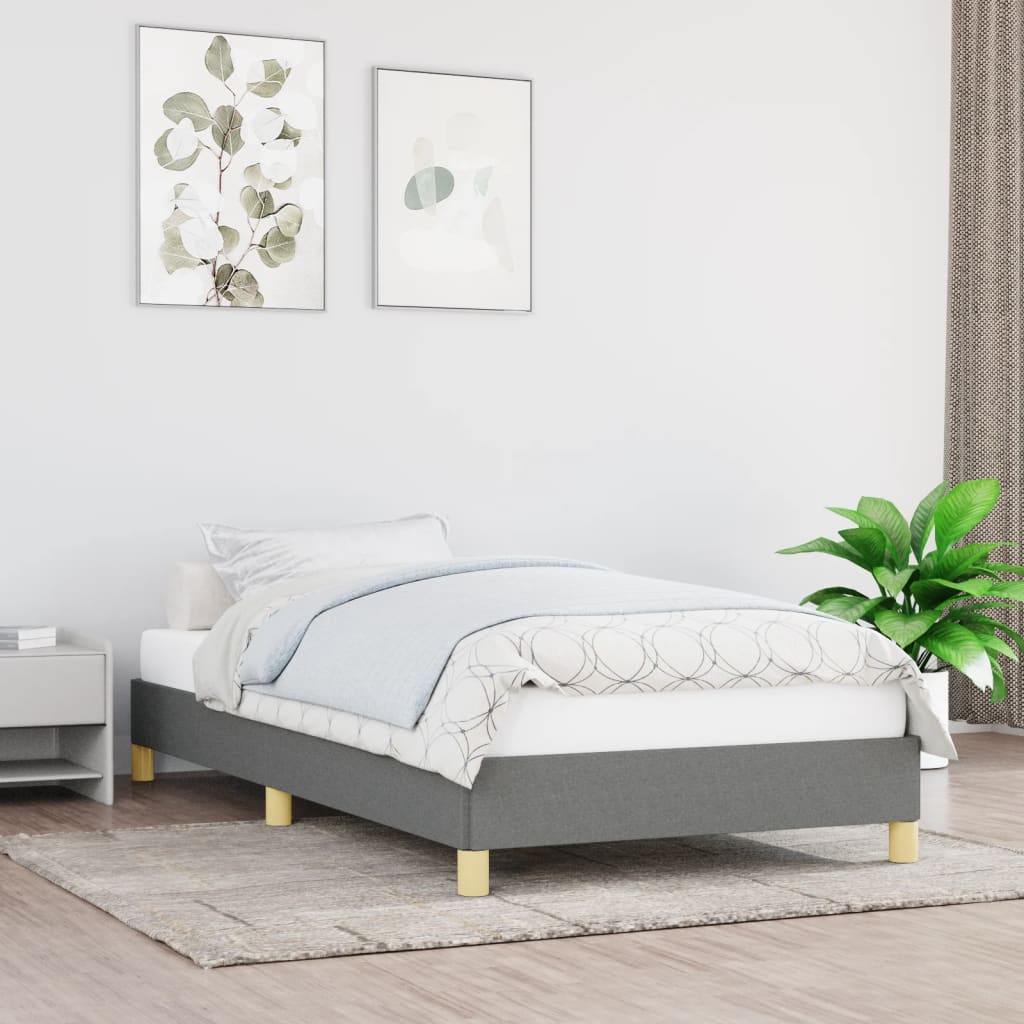 Sengeramme uden madras Mørkegrå 80x200 cm Stof
