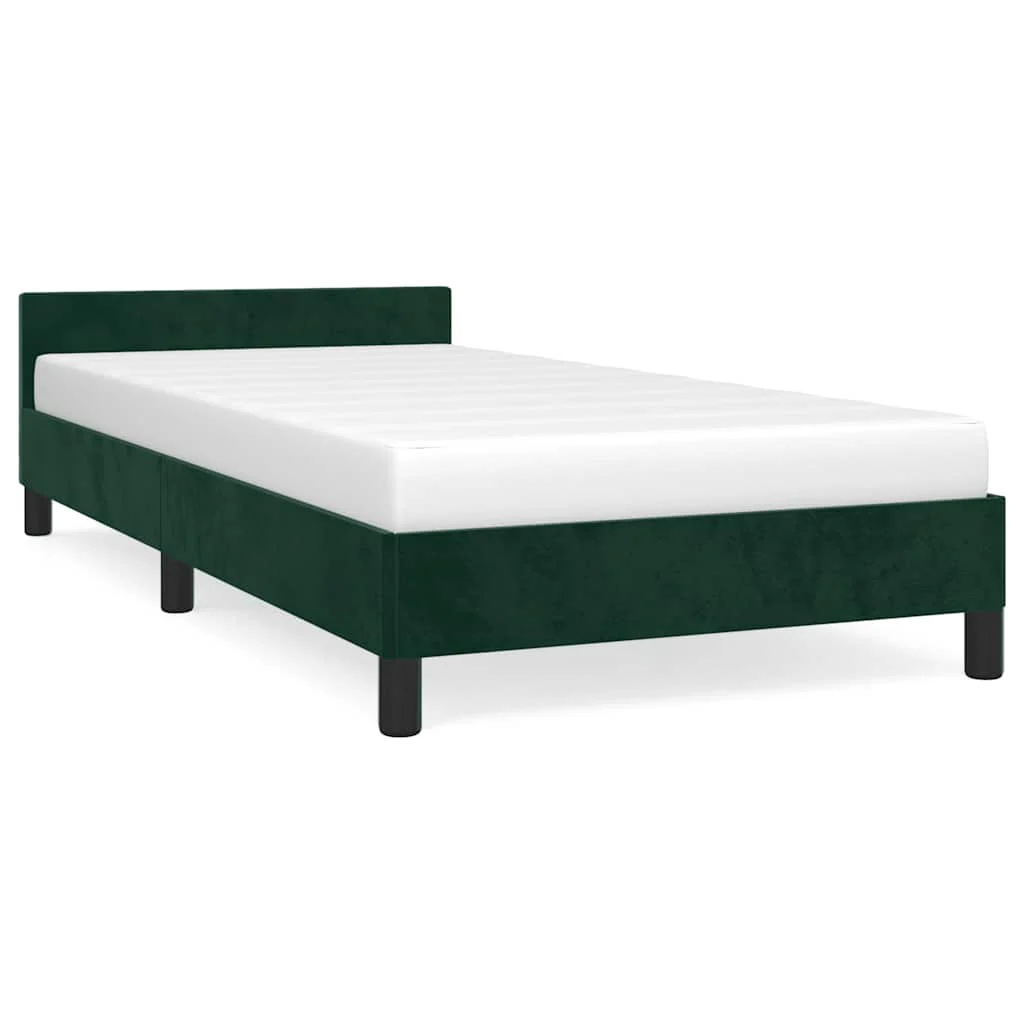 Sengeramme uden madras Mørkegrøn 90x190 cm Fløjl - Image 2