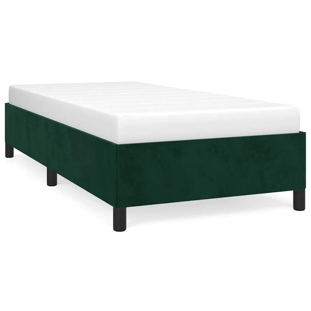 Sengeramme uden madras Mørkegrøn 90x190 cm Fløjl - Image 2
