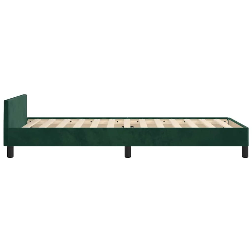 Sengeramme uden madras Mørkegrøn 90x200 cm Fløjl - Image 6