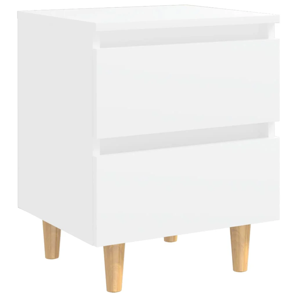 sengeskabe med ben i massivt fyrretræ 2 stk. 40x35x50 cm hvid - Image 3