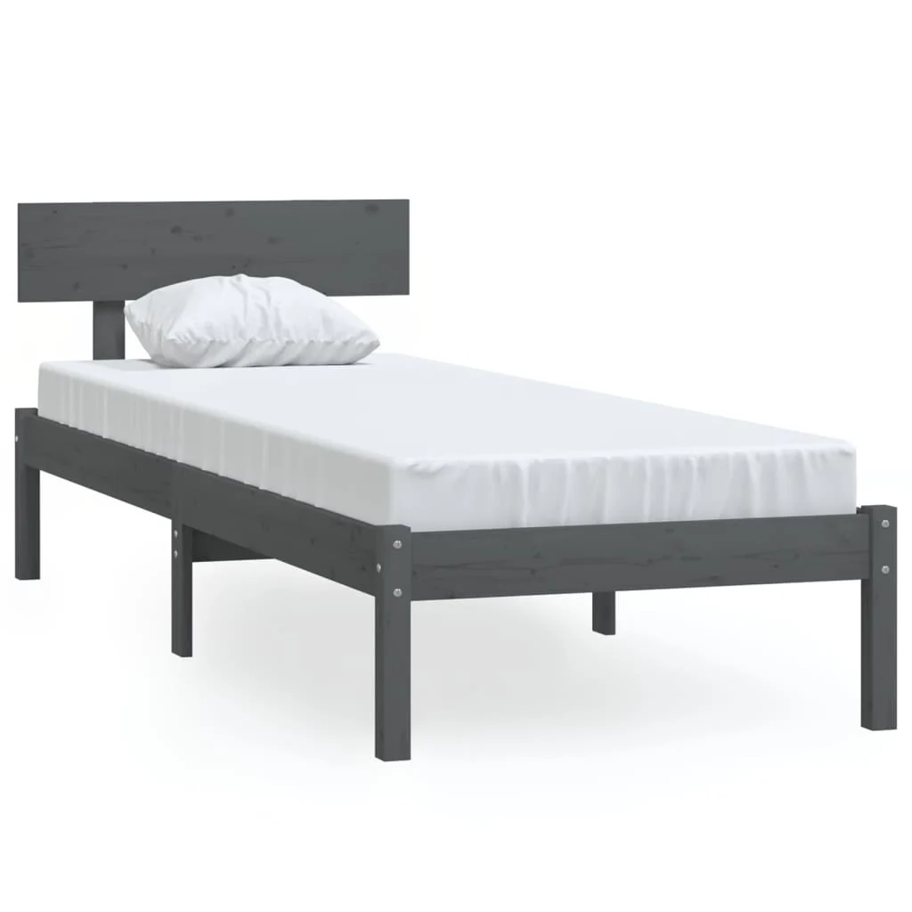 sengestel 100x200 cm massivt fyrretræ grå - Image 2