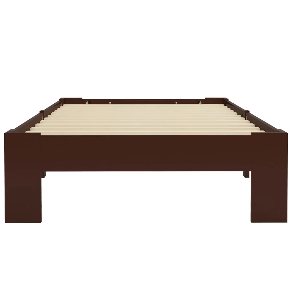 sengestel 100x200 cm massivt fyrretræ mørkebrun - Image 3