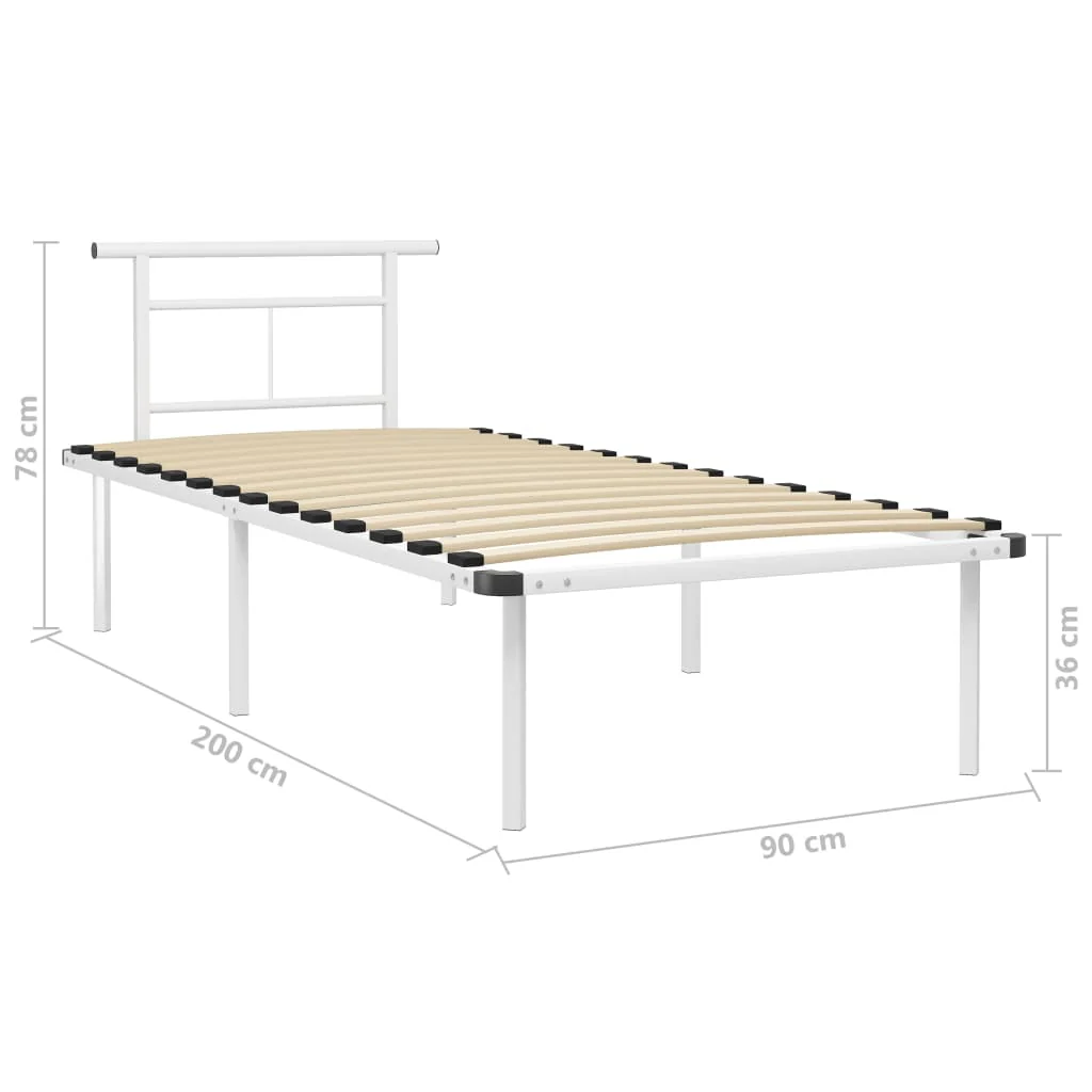 sengestel 90x200 cm metal hvid - Image 6