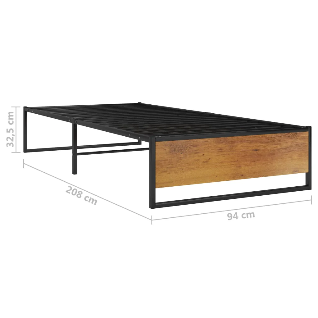 sengestel 90x200 cm metal sort - Image 7