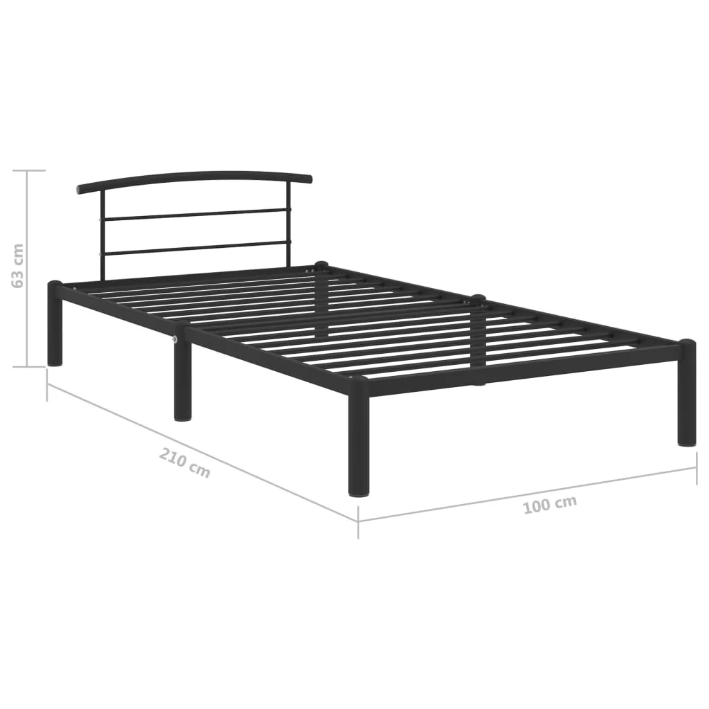 sengestel 90x200 cm metal sort - Image 7