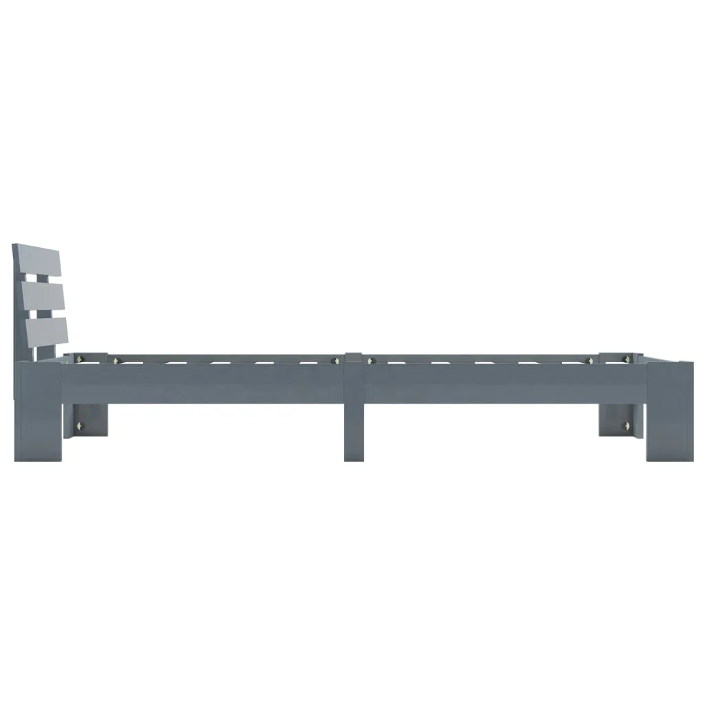 sengestel massivt fyrretræ 100 x 200 cm grå - Image 4