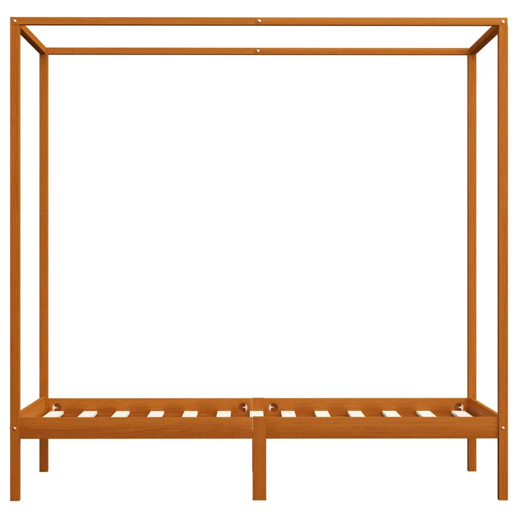 sengestel til himmelseng 100x200 cm massivt fyrretræ gyldenbrun - Image 3