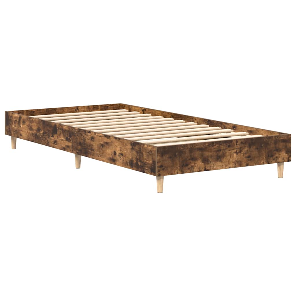 sengestel uden madras 75x190 cm konstrueret træ røget eg - Image 7