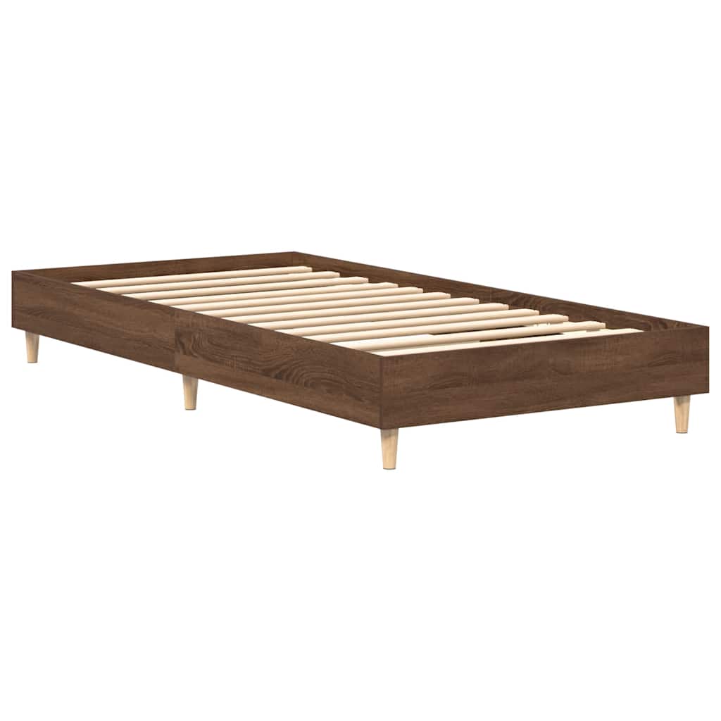 sengestel uden madras 90x190 cm konstrueret træ brunt eg - Image 4