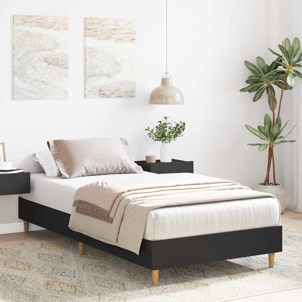 sengestel uden madras 90x190 cm konstrueret træ sort - Image 3