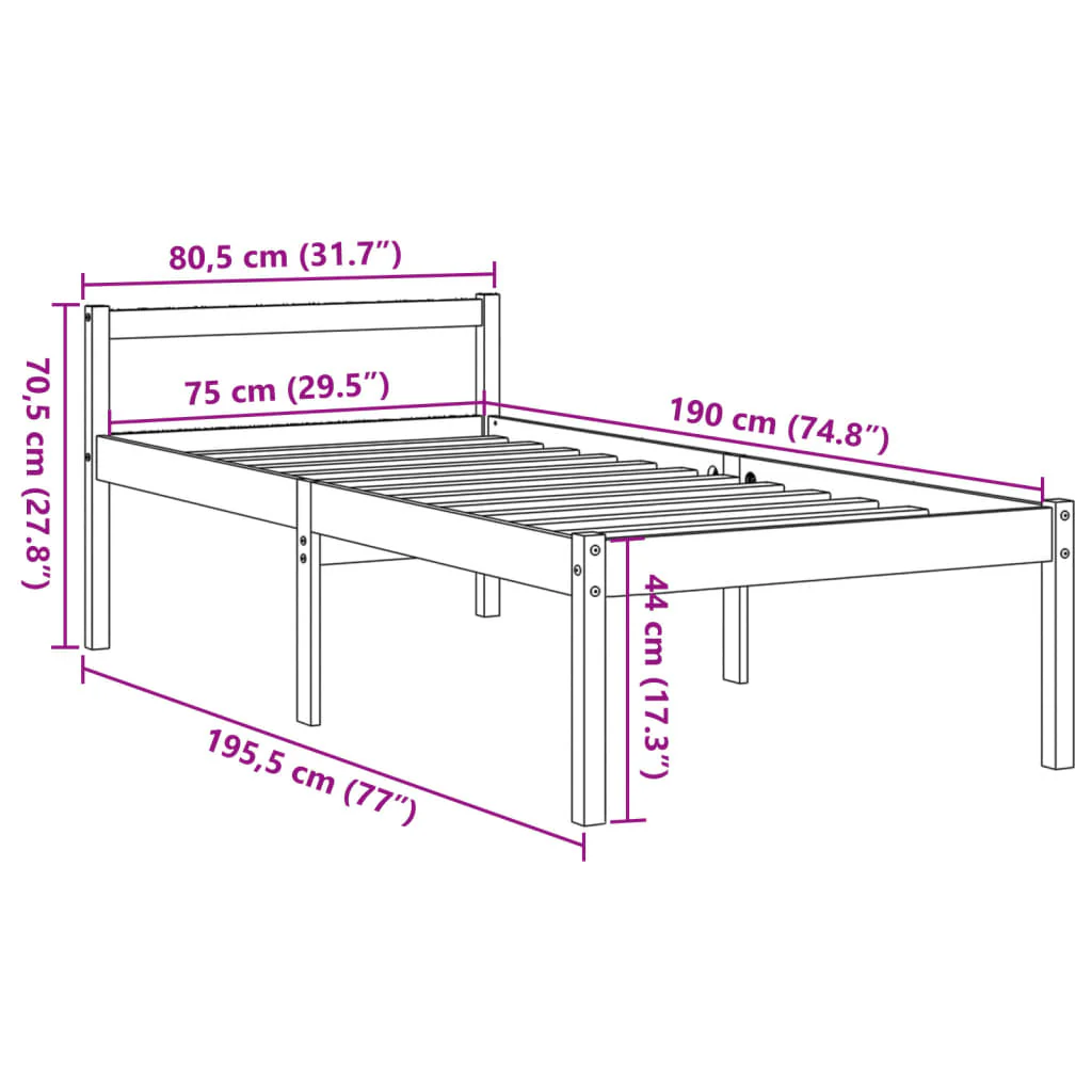 seniorseng 75x190 cm massivt fyrretræ gyldenbrun - Image 8