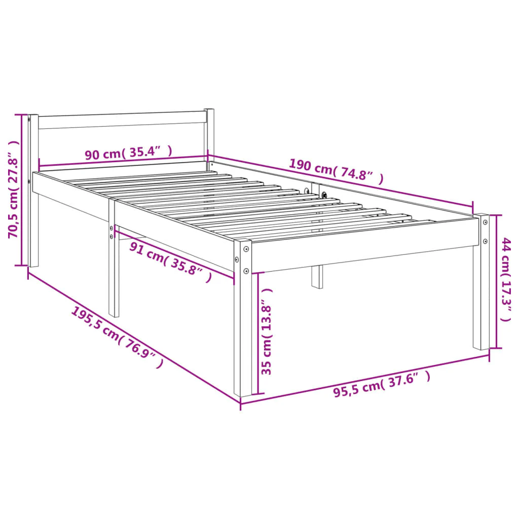seniorseng 90x190 cm enkeltseng massivt fyrretræ - Image 9