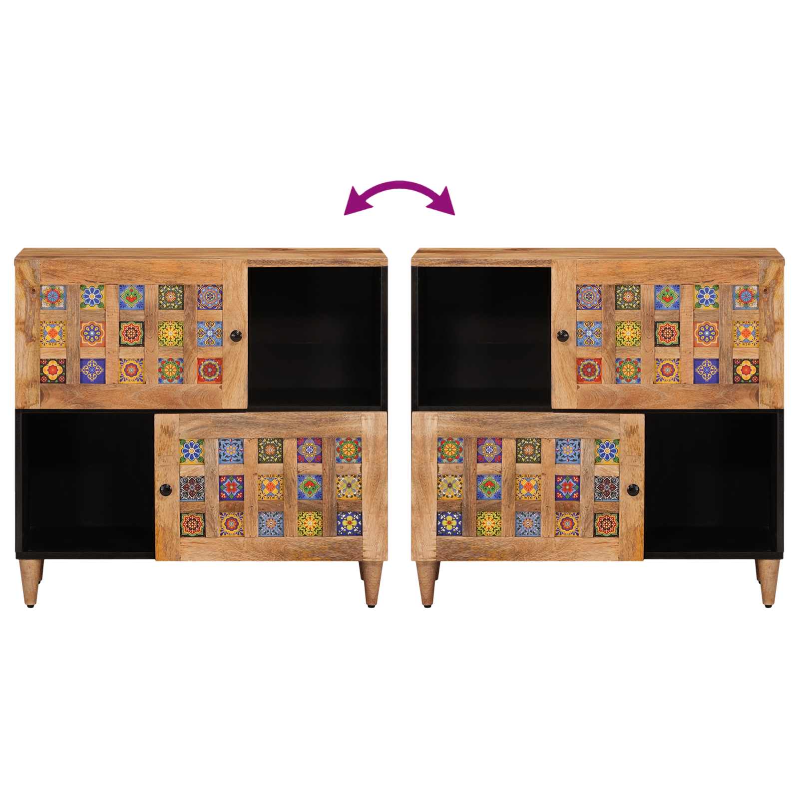 Sideboard Naturfarvet 80 x 33,5 x 75 cm Massivt mangotræ - Image 10