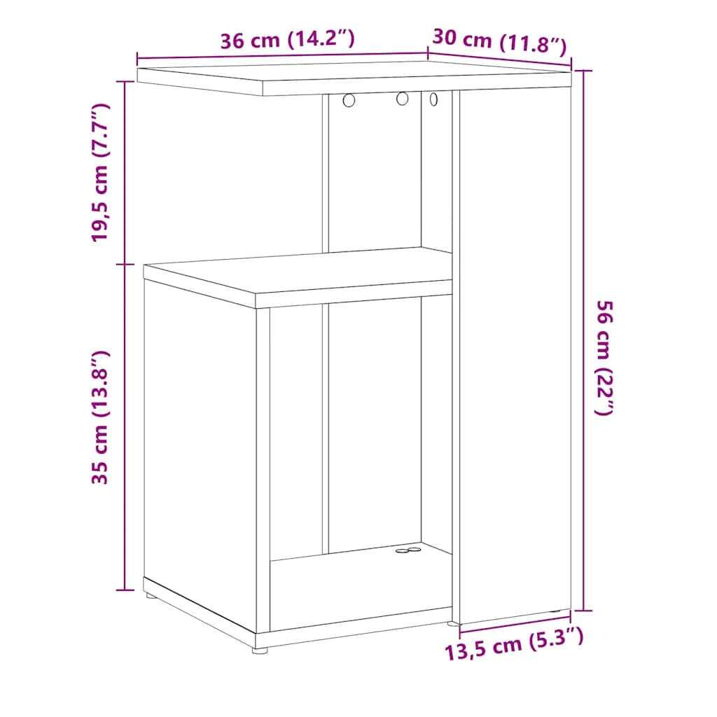 sidebord 36x30x56 cm konstrueret træ kunsteg - Image 8
