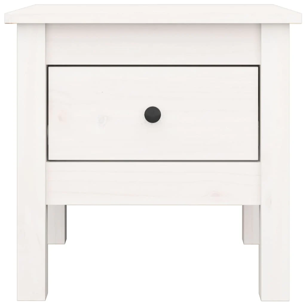 sidebord 40x40x39 cm massivt fyrretræ hvid - Image 6