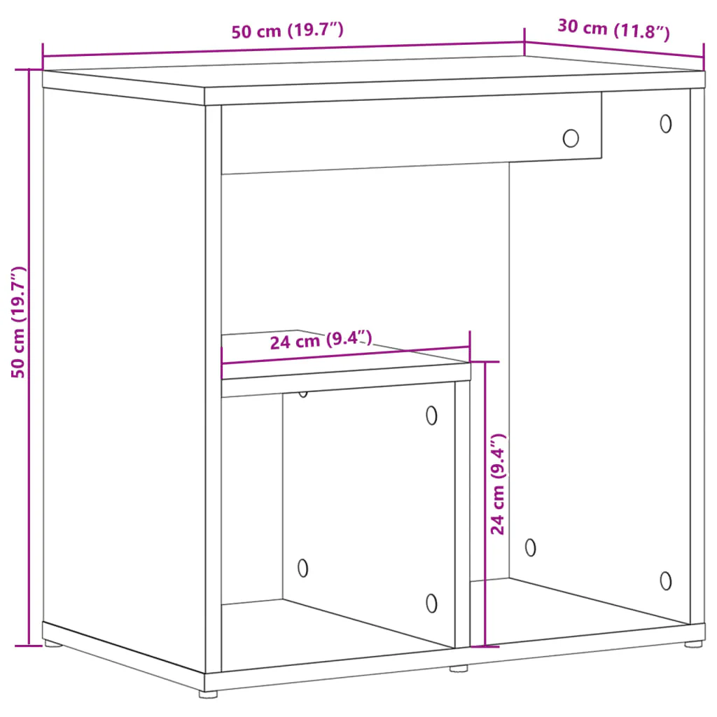 sidebord 50x30x50 cm konstrueret træ sort - Image 9
