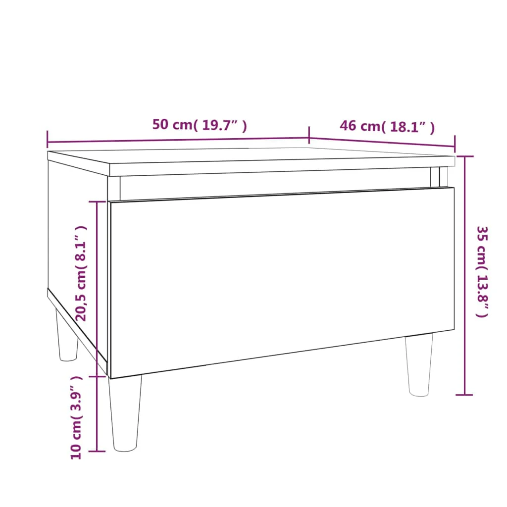 sidebord 50x46x35 cm konstrueret træ hvid højglans - Image 9