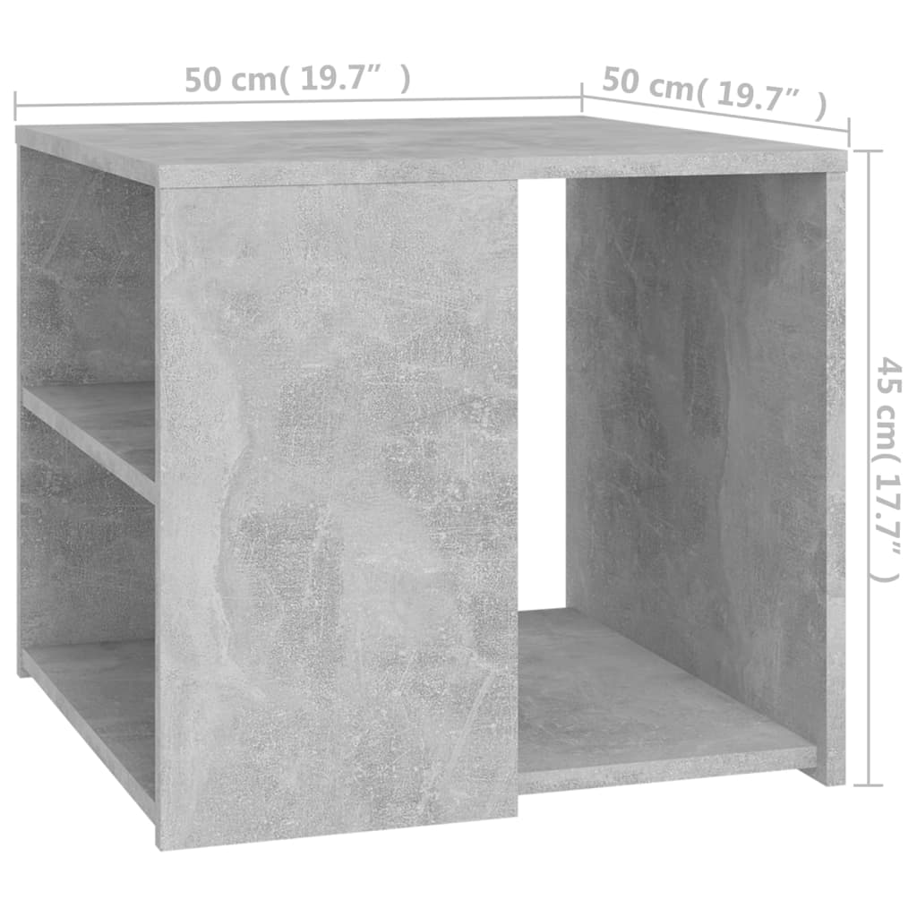sidebord 50x50x45 cm konstrueret træ betongrå - Image 6