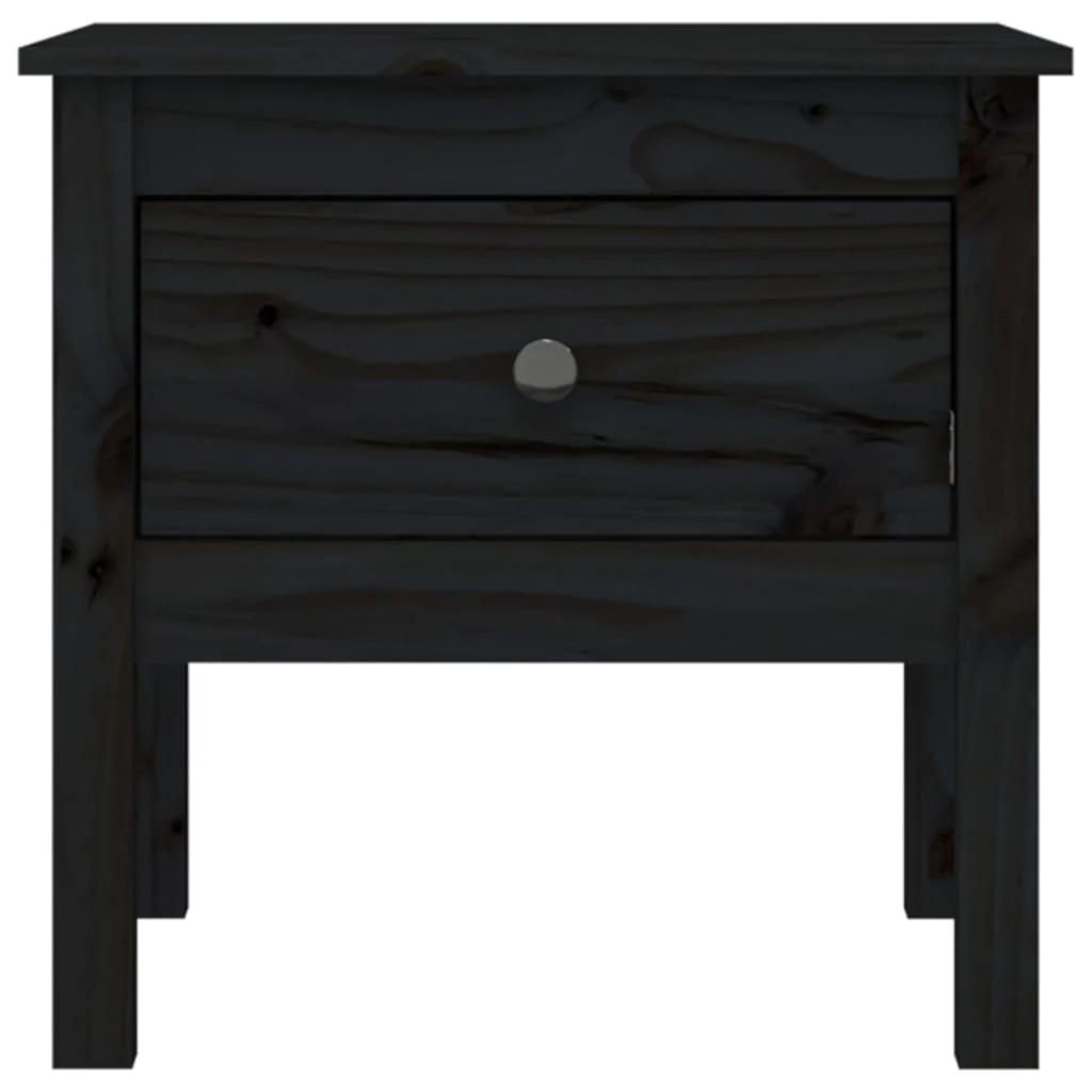 sidebord 50x50x49 cm massivt fyrretræ sort - Image 6