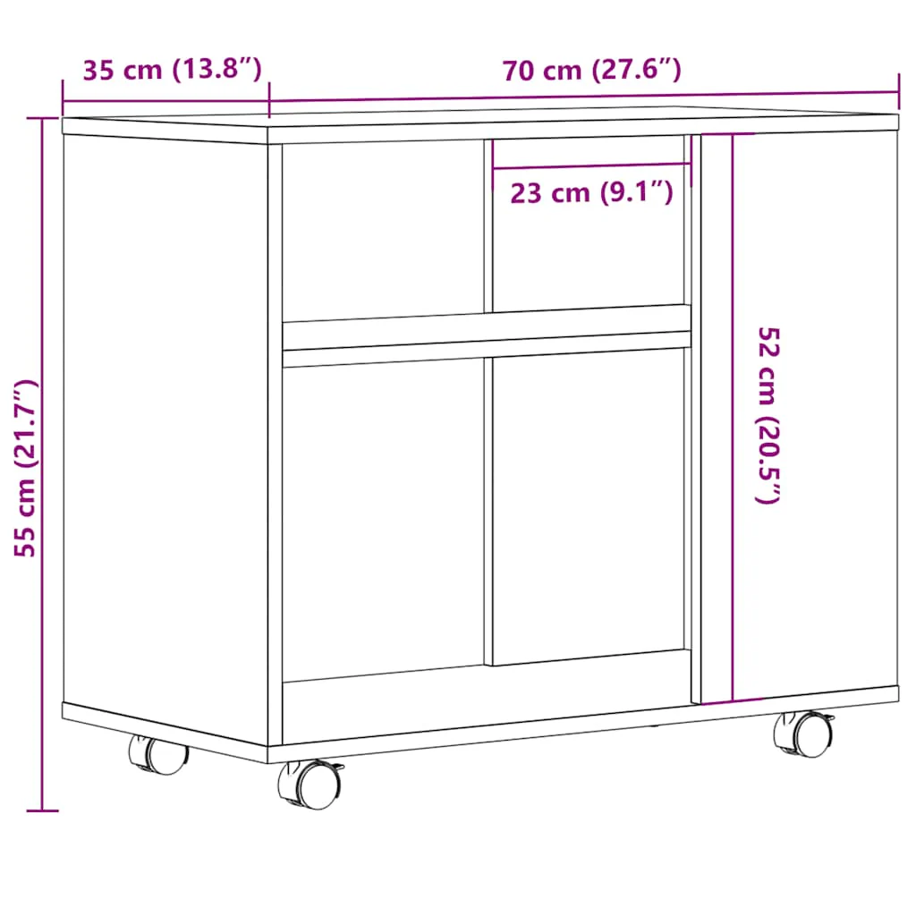 sidebord 70x35x55 cm konstrueret træ kunsteg - Image 8