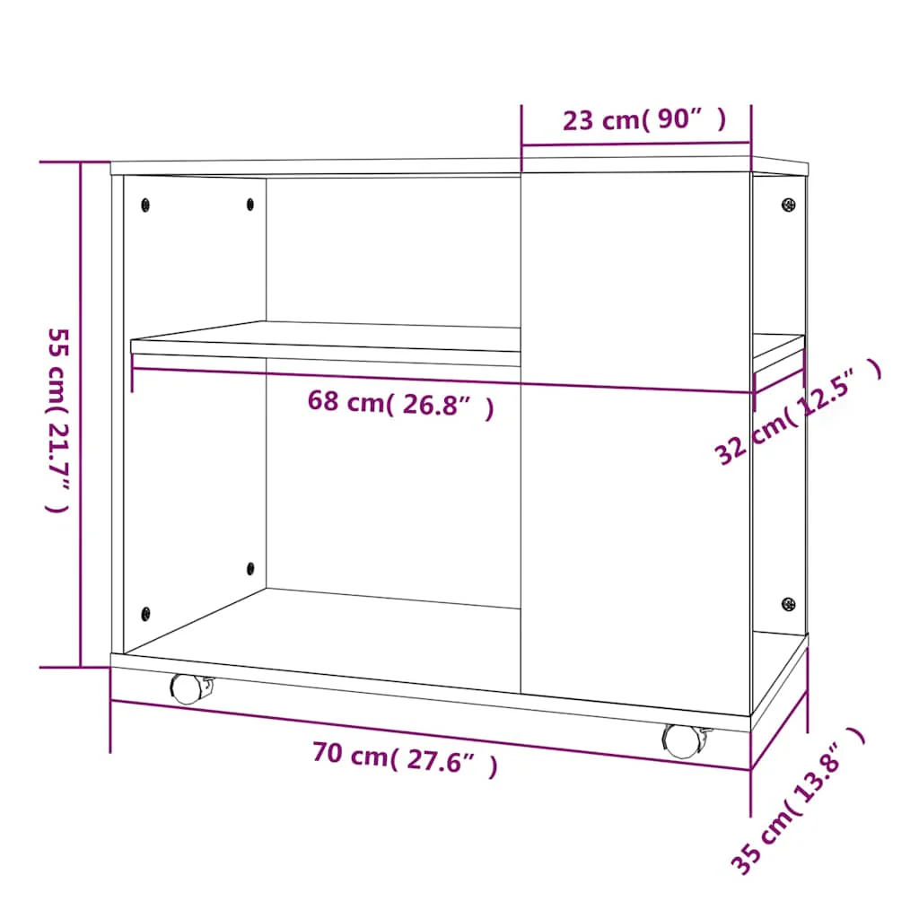 sidebord 70x35x55 cm konstrueret træ røget egetræsfarve - Image 7