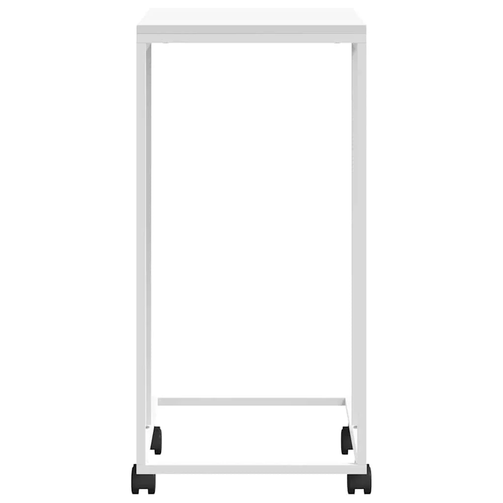 sidebord med hjul 40x30x63,5 cm konstrueret træ hvid - Image 5