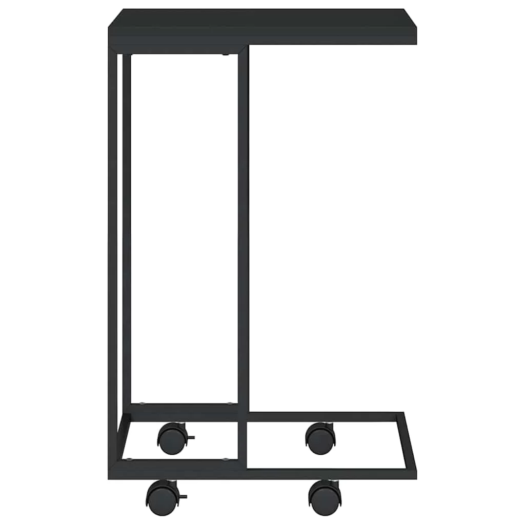 sidebord med hjul 40x30x63,5 cm konstrueret træ sort - Image 4