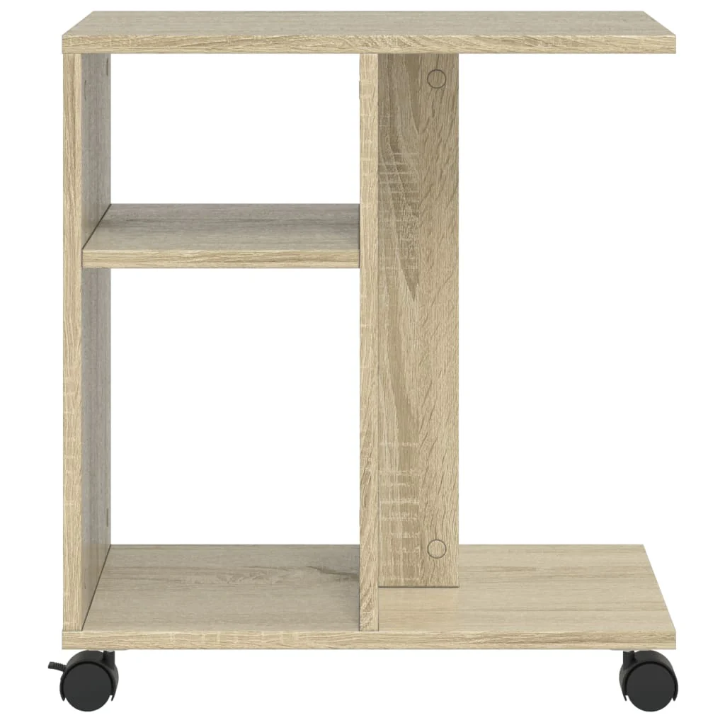 sidebord med hjul 50x30x55 cm konstrueret træ sonoma-eg - Image 5