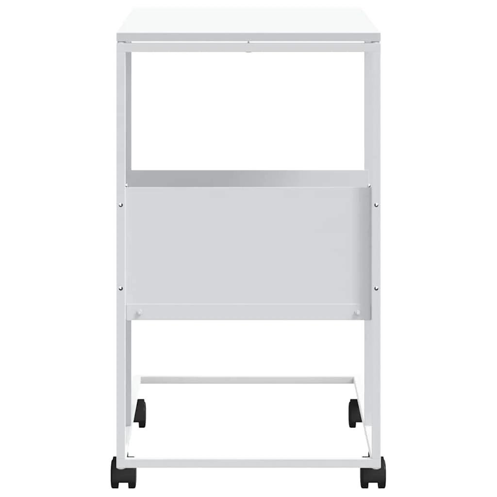 sidebord med hjul 55x36x63,5 cm konstrueret træ hvid - Image 5