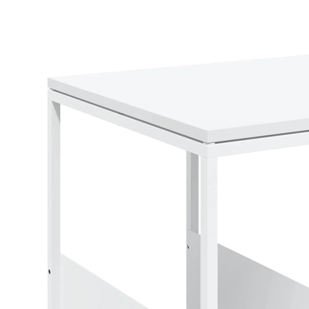 sidebord med hjul 55x36x63,5 cm konstrueret træ hvid - Image 7