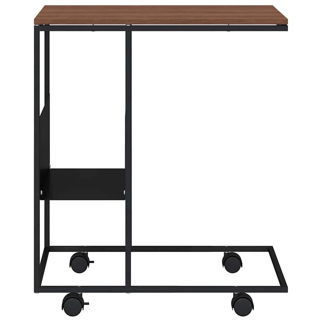 sidebord med hjul 55x36x63,5 cm konstrueret træ sort - Image 4
