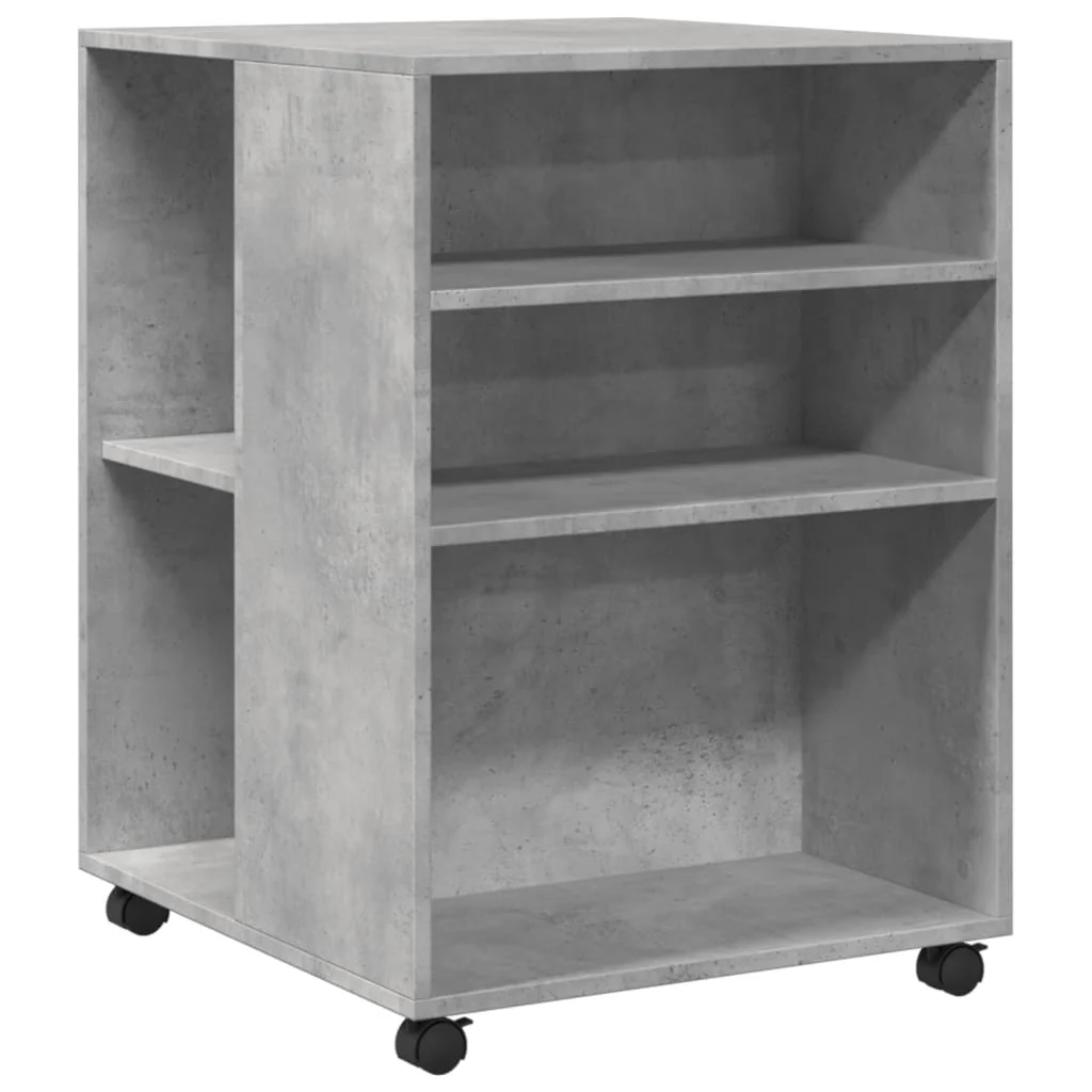 sidebord med hjul 55x60x78 cm konstrueret træ betongrå - Image 2