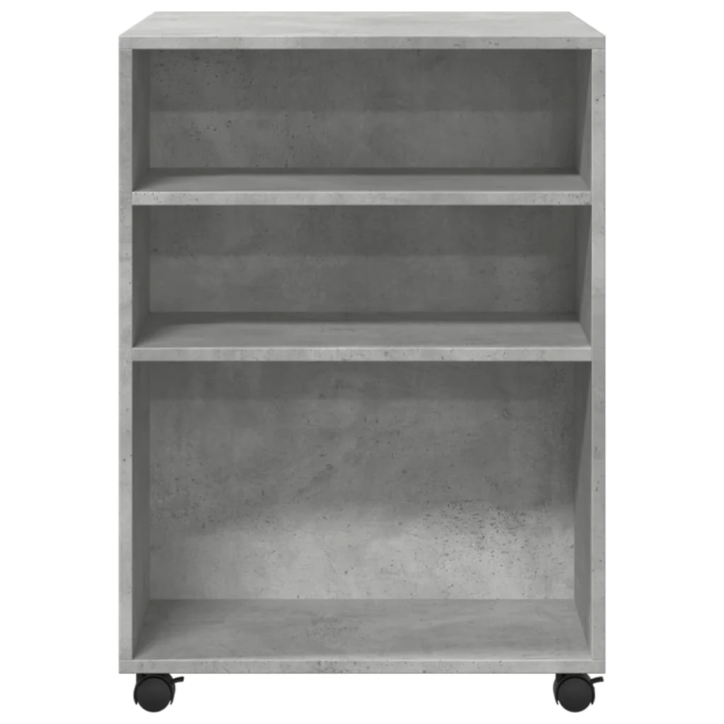 sidebord med hjul 55x60x78 cm konstrueret træ betongrå - Image 4