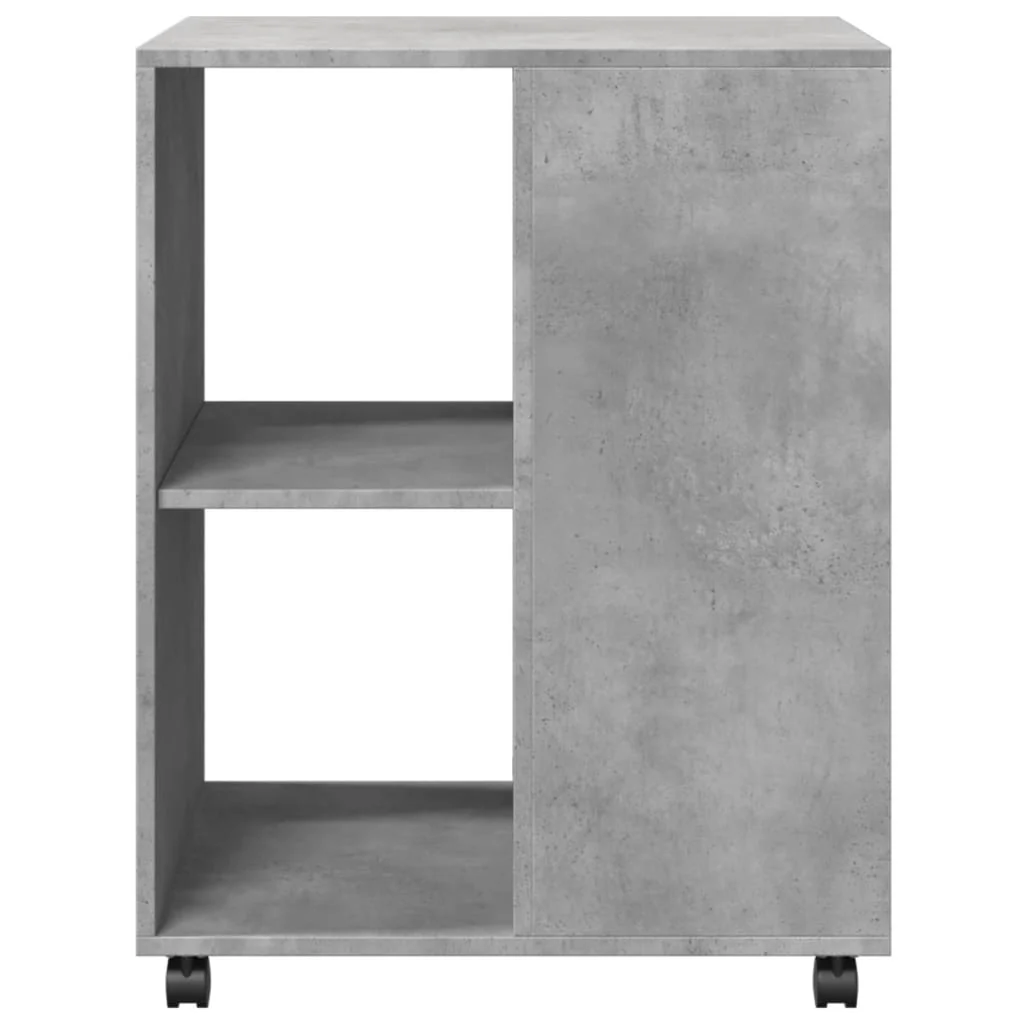 sidebord med hjul 55x60x78 cm konstrueret træ betongrå - Image 5