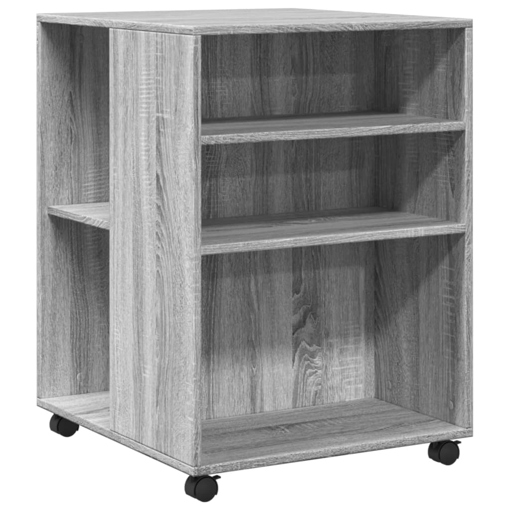 sidebord med hjul 55x60x78cm konstrueret træ grå sonoma-eg - Image 2
