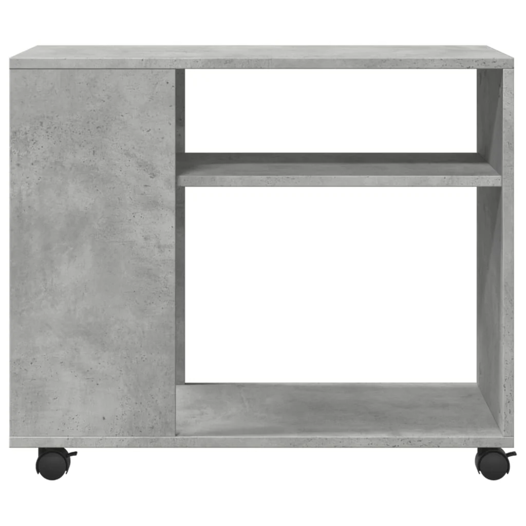 sidebord med hjul 70x35x60 cm konstrueret træ betongrå - Image 5