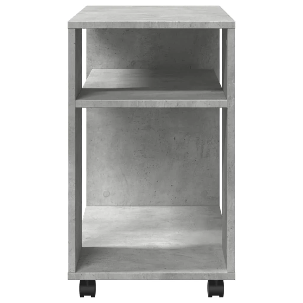sidebord med hjul 70x35x60 cm konstrueret træ betongrå - Image 6