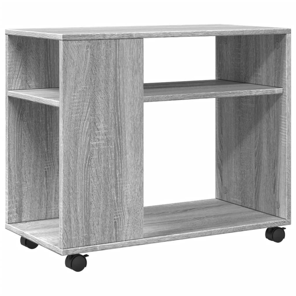 sidebord med hjul 70x35x60 cm konstrueret træ grå sonoma-eg - Image 2