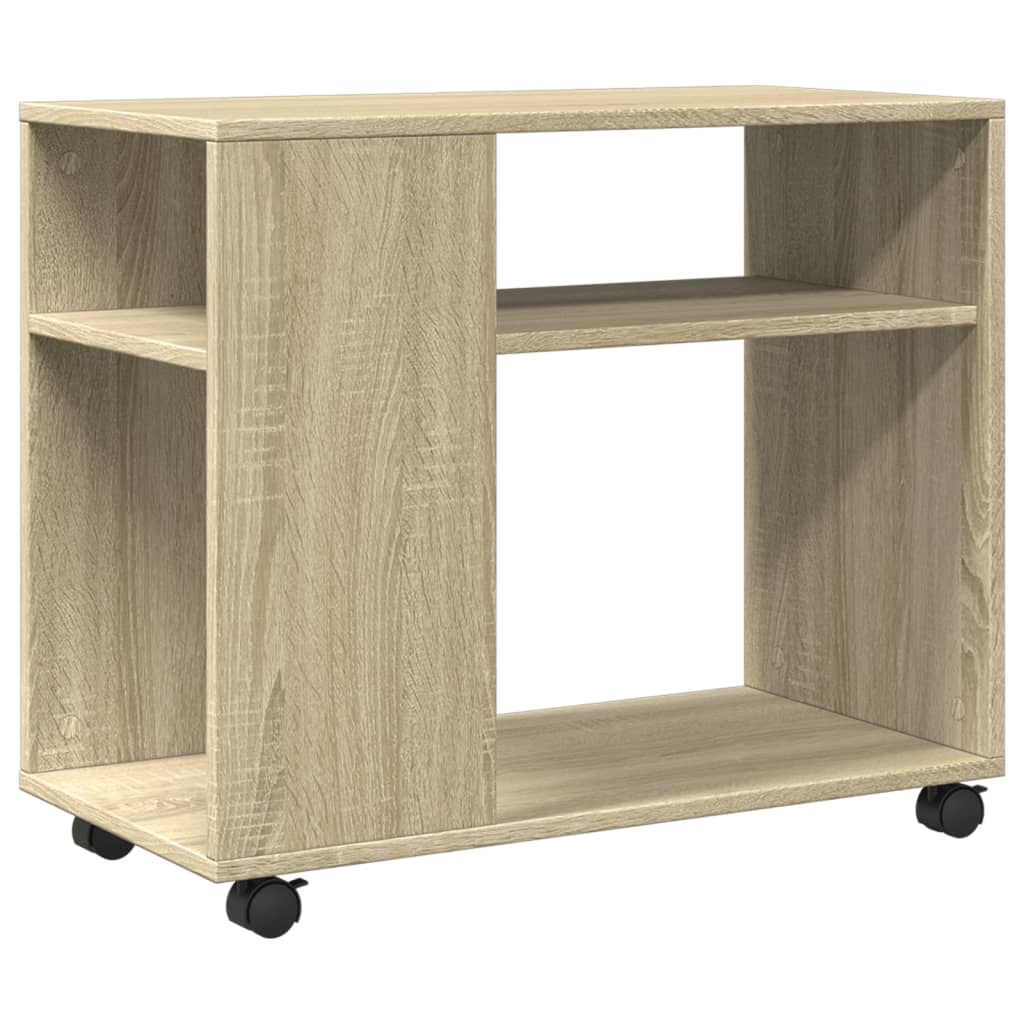 sidebord med hjul 70x35x60 cm konstrueret træ sonoma-eg - Image 2
