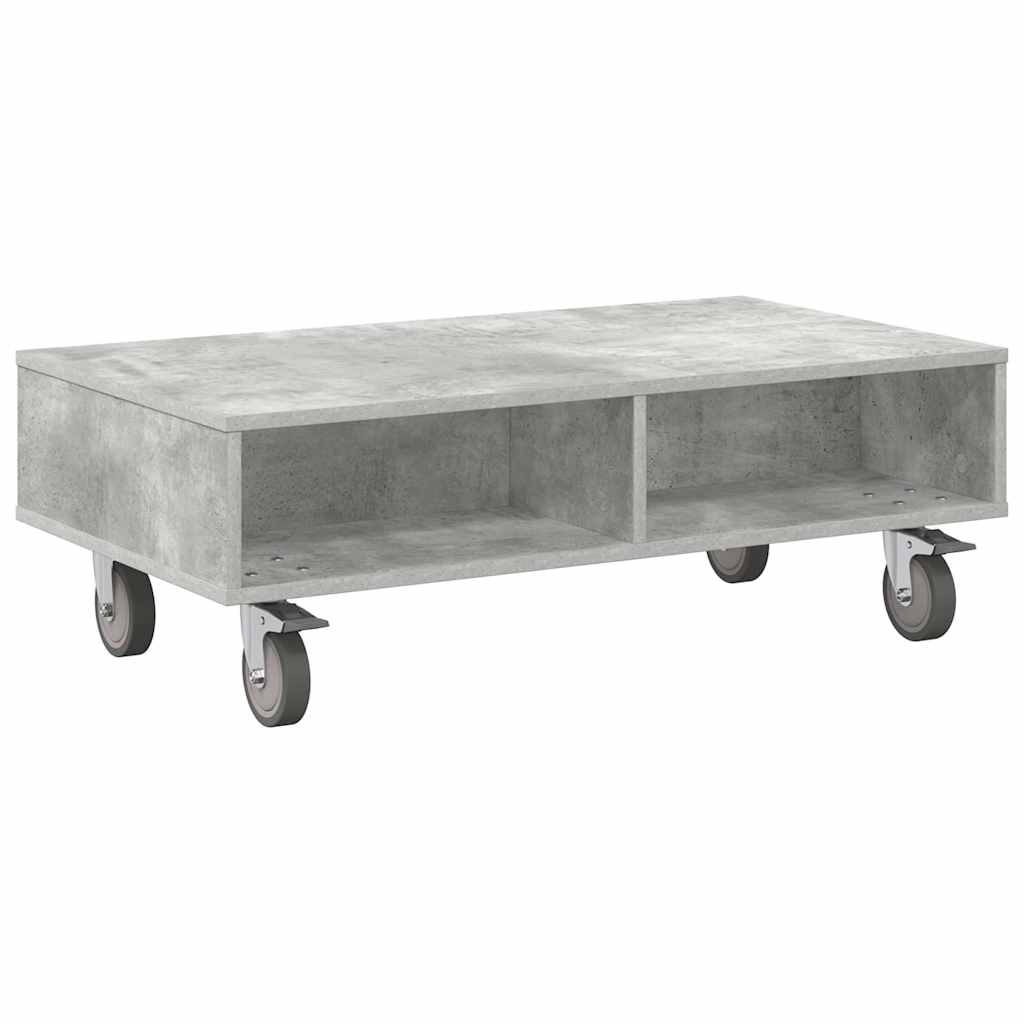 Sidebord med hjul Beton Grå 90 x 50 x 30 cm Konstrueret træ - Image 2