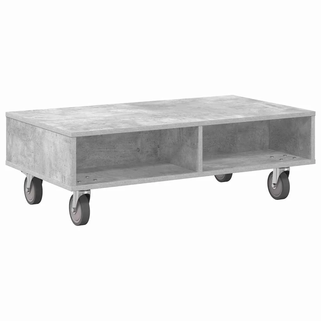 Sidebord med hjul Beton Grå 90 x 50 x 30 cm Konstrueret træ - Image 7