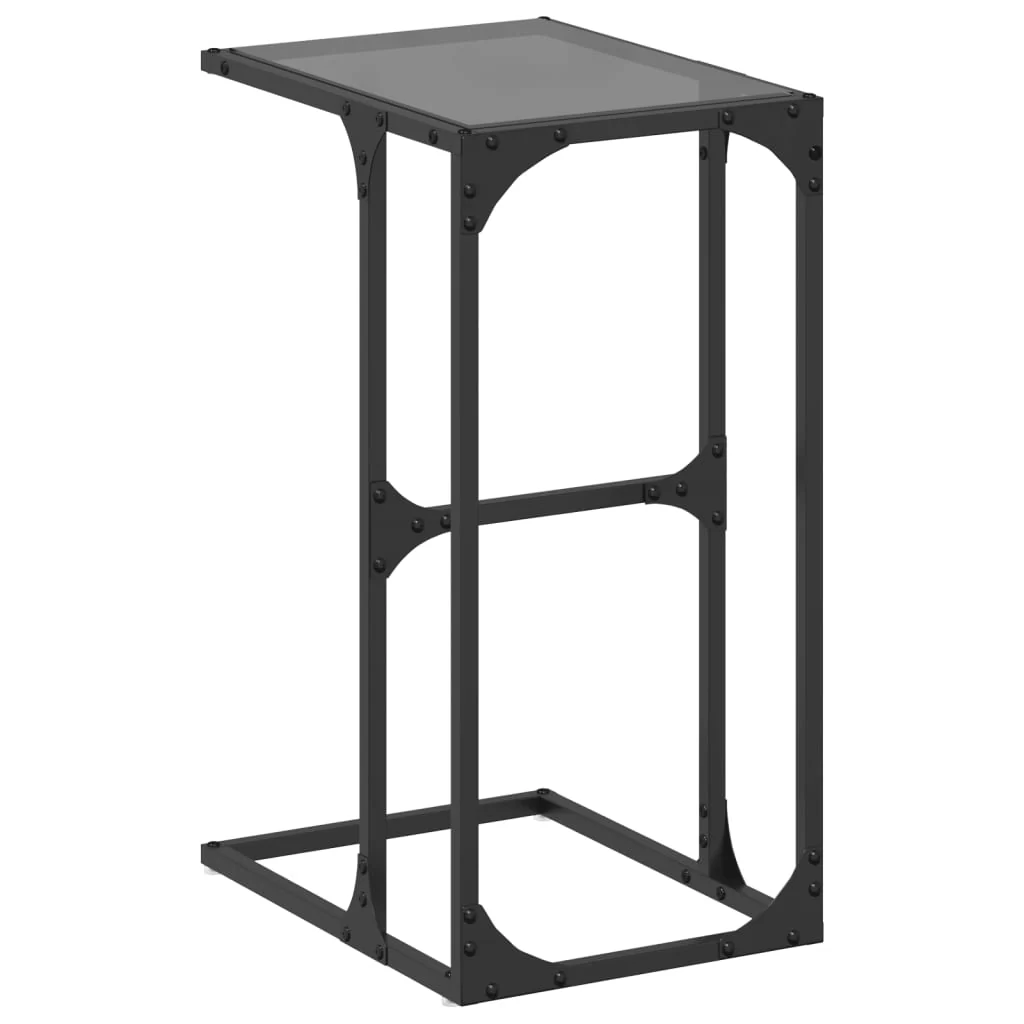 sidebord med sort glastop 40x30x61,5 cm stål - Image 2