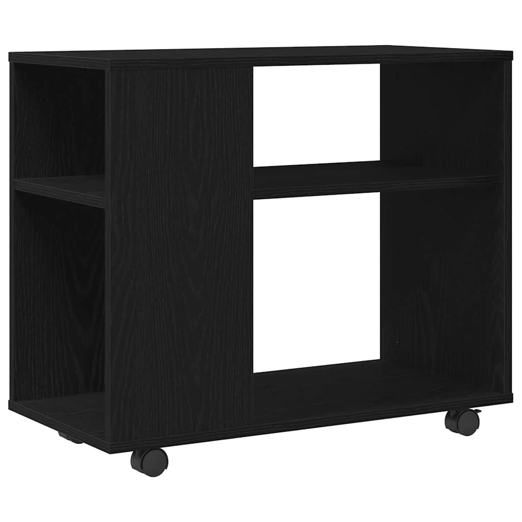 sidebord sort egetræ 70x35x60 cm konstrueret træ - Image 7