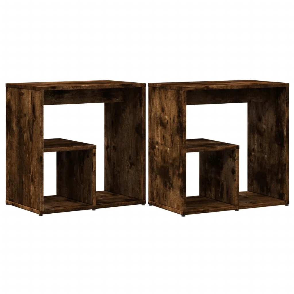 sideborde 2 stk. 50x30x50 cm konstrueret træ røget egetræsfarve - Image 2