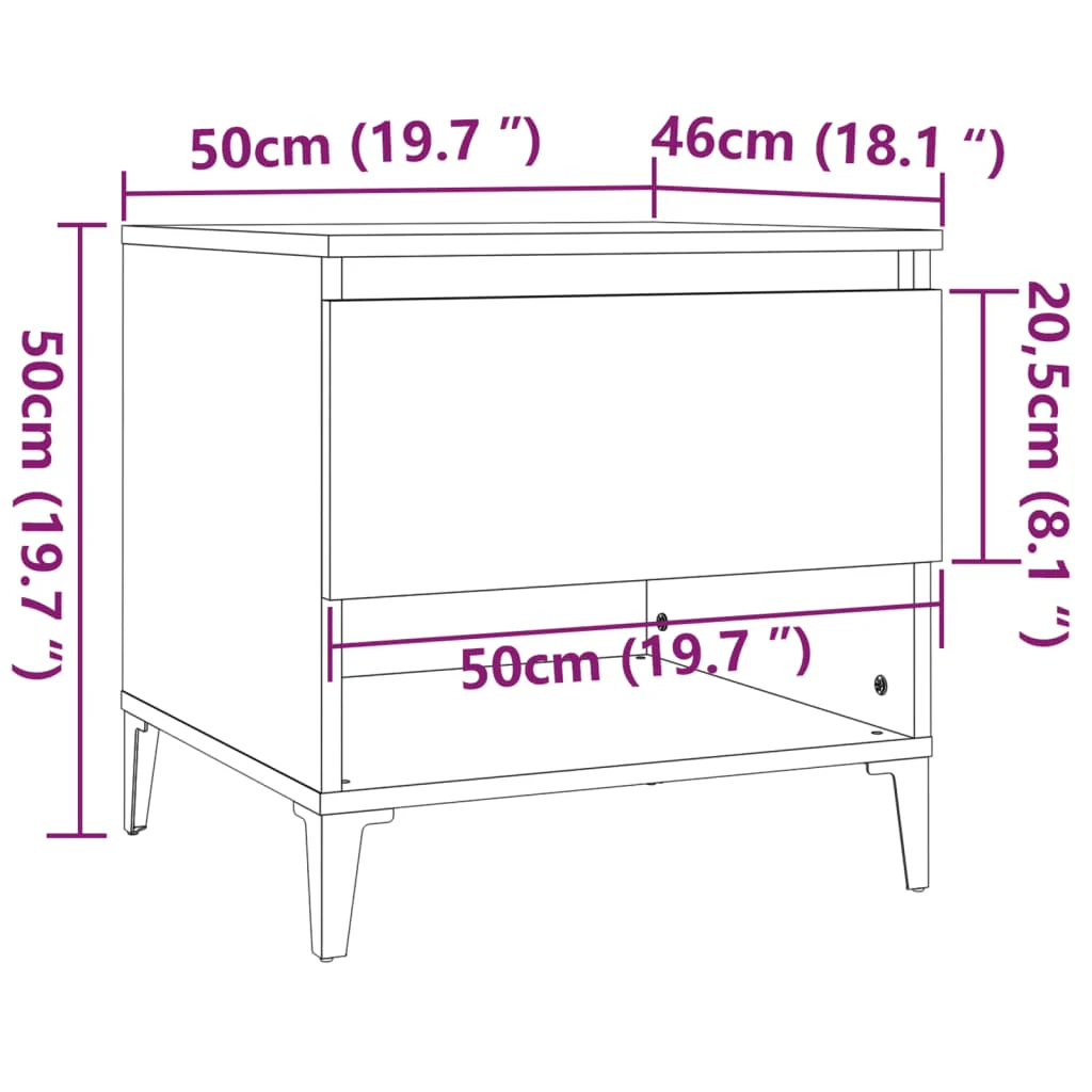 sideborde 2 stk. 50x46x50 cm konstrueret træ sort - Image 10