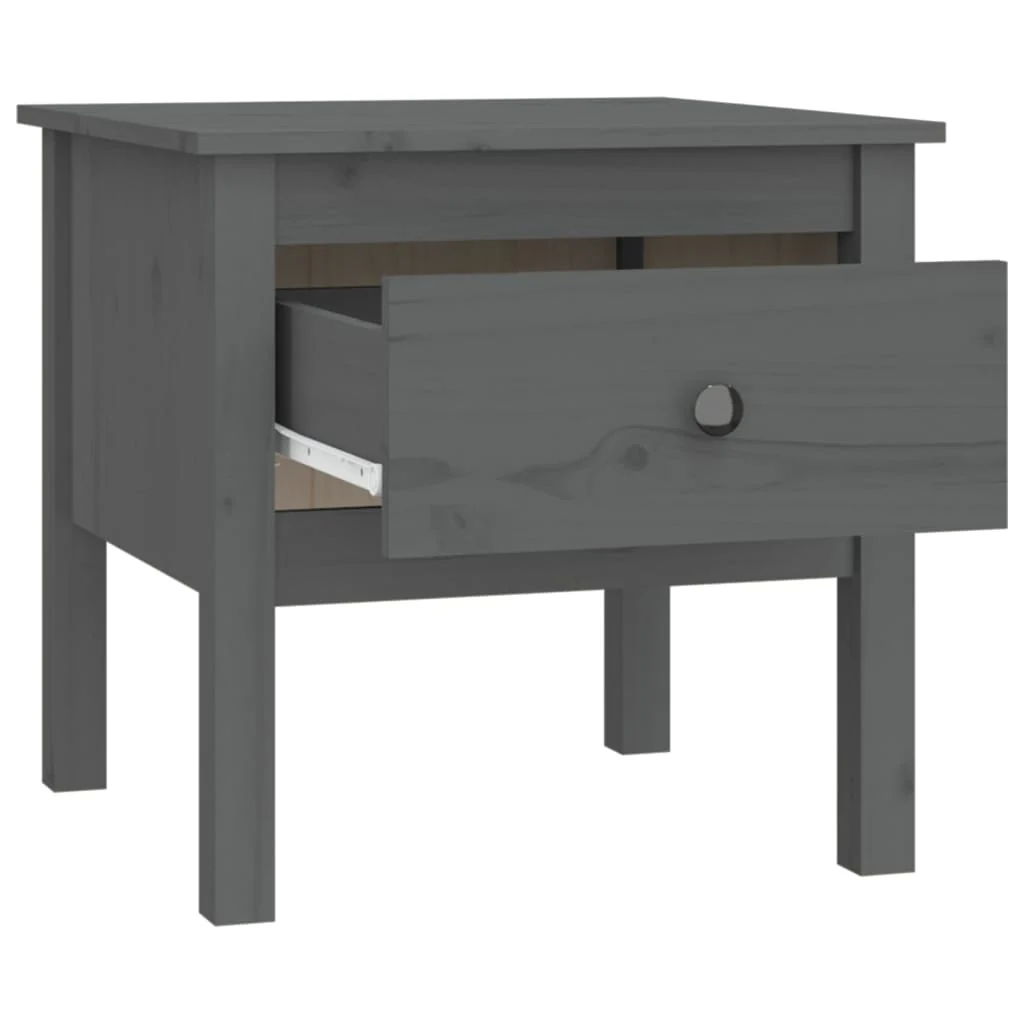 sideborde 2 stk. 50x50x49 cm massivt fyrretræ hvid grå - Image 8