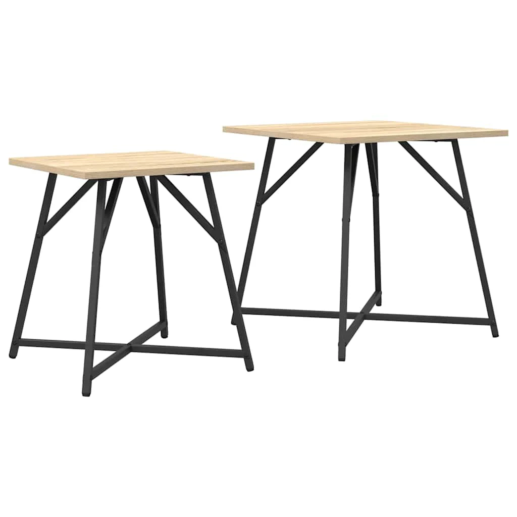 Sidebordssæt 2 pcs Sonoma Eg og Sort - Image 2