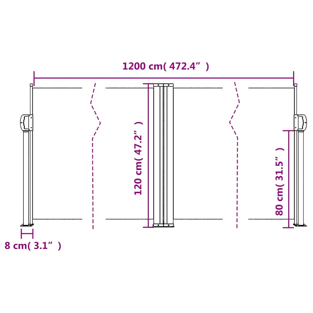 sidemarkise 120x1000 cm sammenrullelig cremefarvet - Image 9